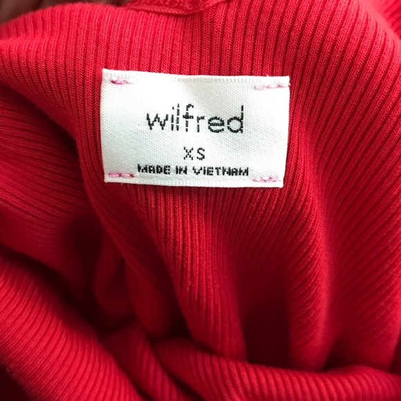 Wilfred Womens Danette Bodysuit Size XS Red Ruffle Ribbed Stretch Aritzia - Picture 9 of 9
